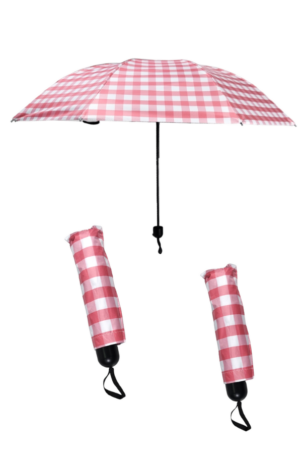 Pink Checkered Umbrella